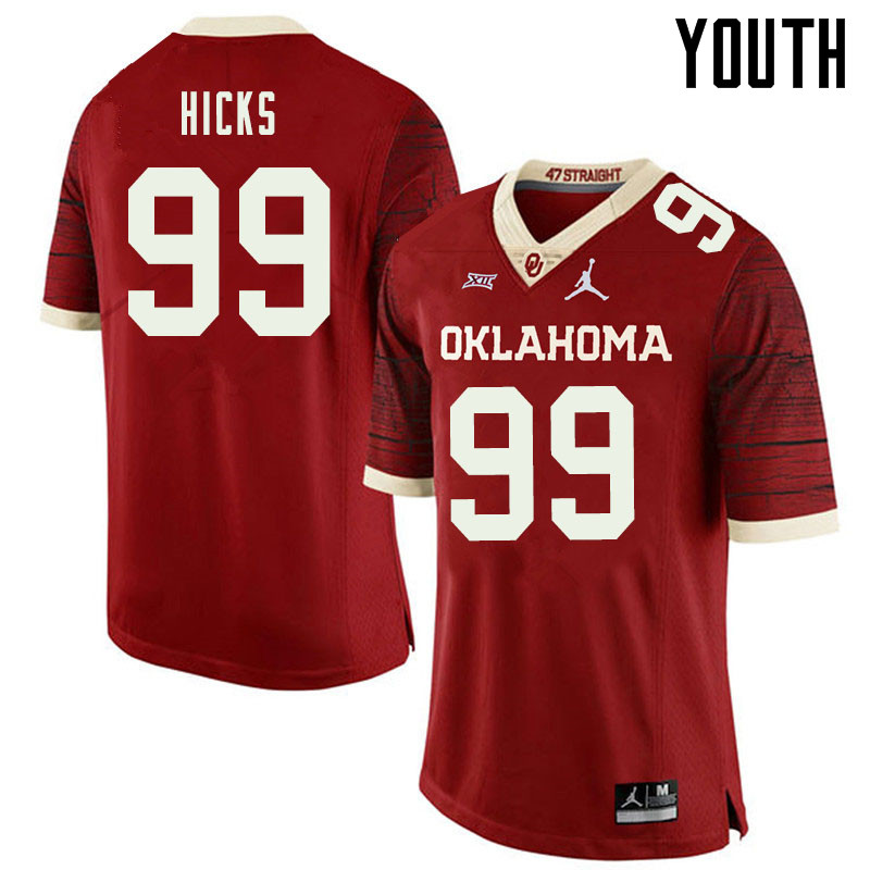 Jordan Brand Youth #99 Marcus Hicks Oklahoma Sooners College Football Jerseys Sale-Retro